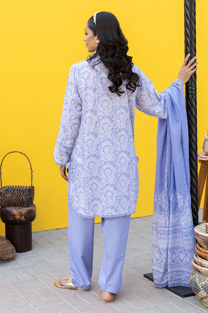 Khaadi | 3 Piece Unstitched Printed Embroidered Lawn Suit | BLA231231-Purple