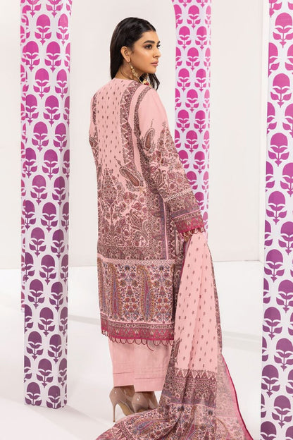 Khaadi | 3 Piece Unstitched Printed Embroidered Lawn Suit | BLA240108-Pink