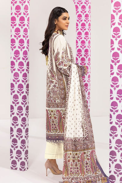Khaadi | 3 Piece Unstitched Printed Embroidered Lawn Suit | BLA240108-Off-white