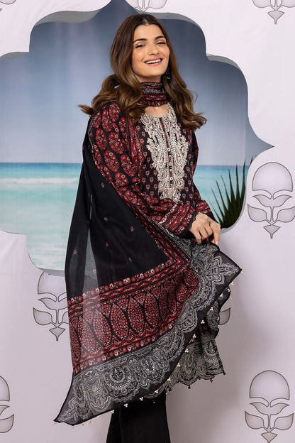 Khaadi | 3 Piece Unstitched Printed Embroidered Lawn Suit | BLA240117-Blue