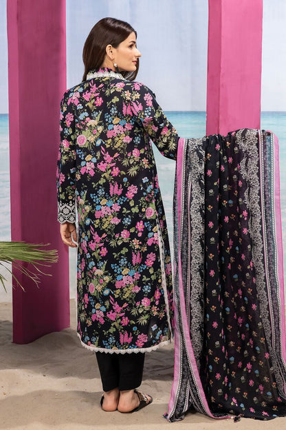Khaadi | 3 Piece Unstitched Printed Embroidered Lawn Suit | BLA240129-Black
