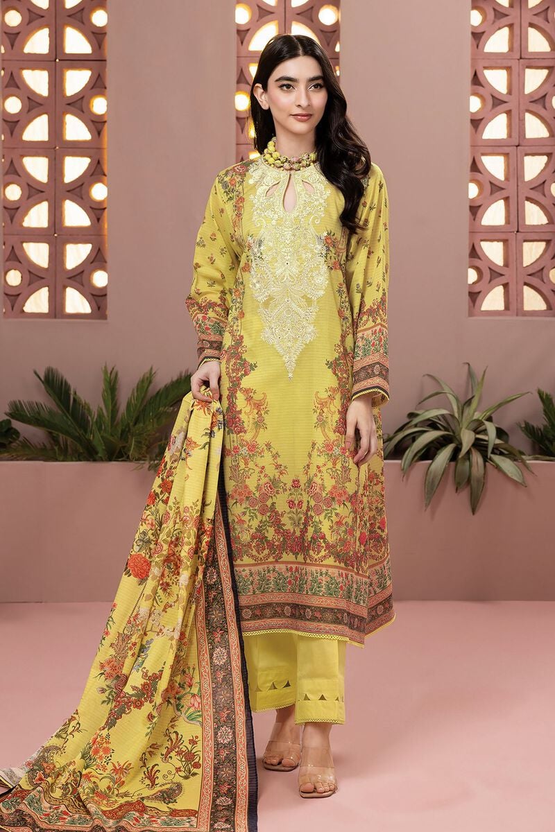 KHAADI | UNSTITCHED 3 PIECE EMBROIDERED MESSURI SUIT