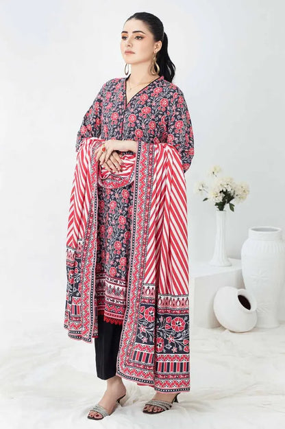 GUL AHMED | 3PC UNSTITCHED PRINTED LINEN SUIT