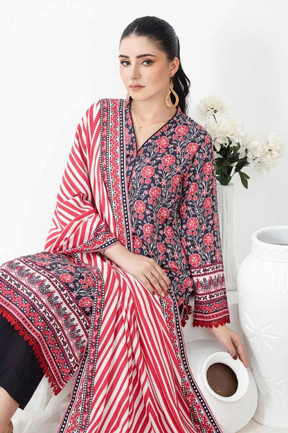 GUL AHMED | 3PC UNSTITCHED PRINTED LINEN SUIT