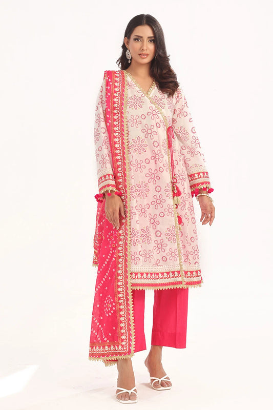 GUL AHMED | 3PC UNSTITCHED GOLD LACQUER PRINTED LAWN SUIT