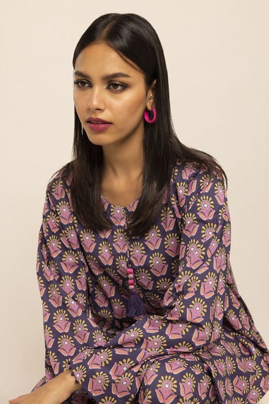 Khaadi | 2 Piece Unstitched Cambirc- Top & Bottom | JCA231002-Purple