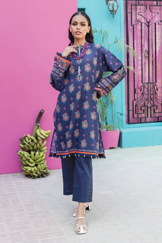 Khaadi | 2 Piece Unstitched Lawn - Top & Bottom | JLA231207-Navy