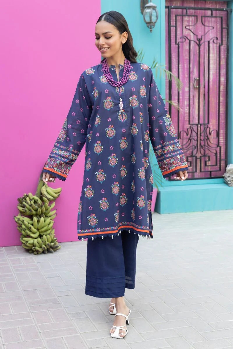 Khaadi | 2 Piece Unstitched Lawn - Top & Bottom | JLA231207-Navy
