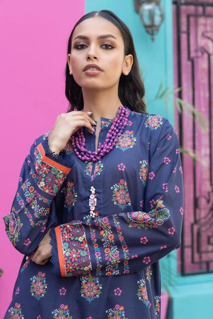 Khaadi | 2 Piece Unstitched Lawn - Top & Bottom | JLA231207-Navy