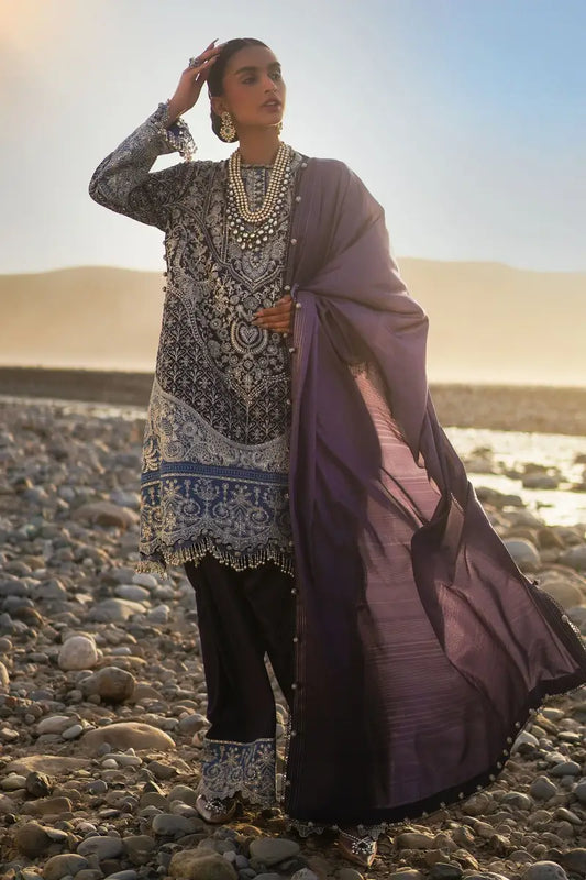 Sana Safinaz | Unstitched 3Pc Embroidered Luxury Lawn | 9B