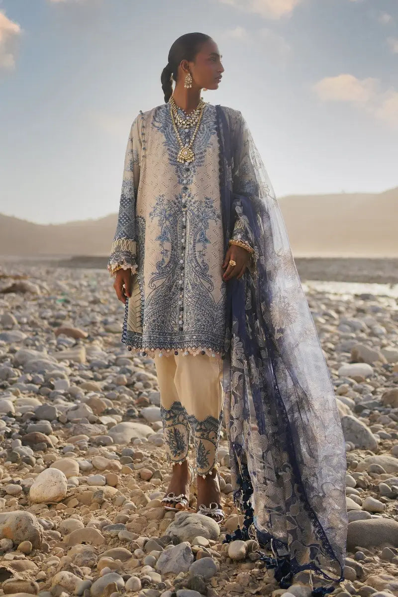 Sana Safinaz | Unstitched 3Pc Embroidered Luxury Lawn | 12B