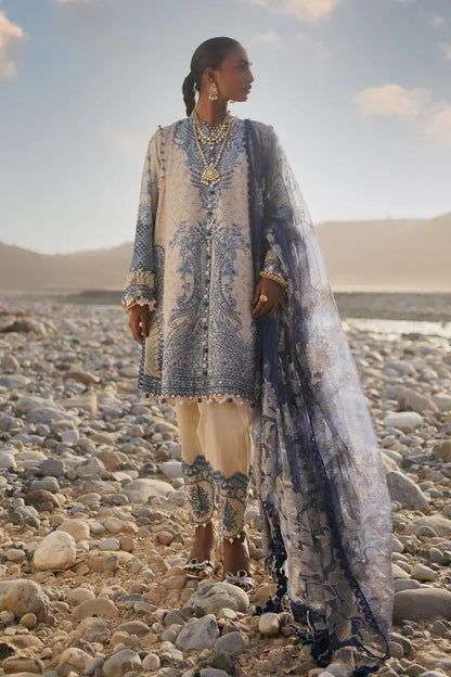 Sana Safinaz | Unstitched 3Pc Embroidered Luxury Lawn | 12B