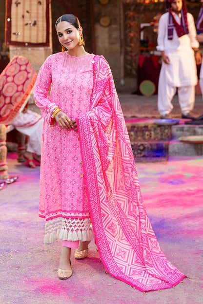 GUL AHMED | 3PC UNSTITCHED LACQUER PRINTED LAWN SUIT