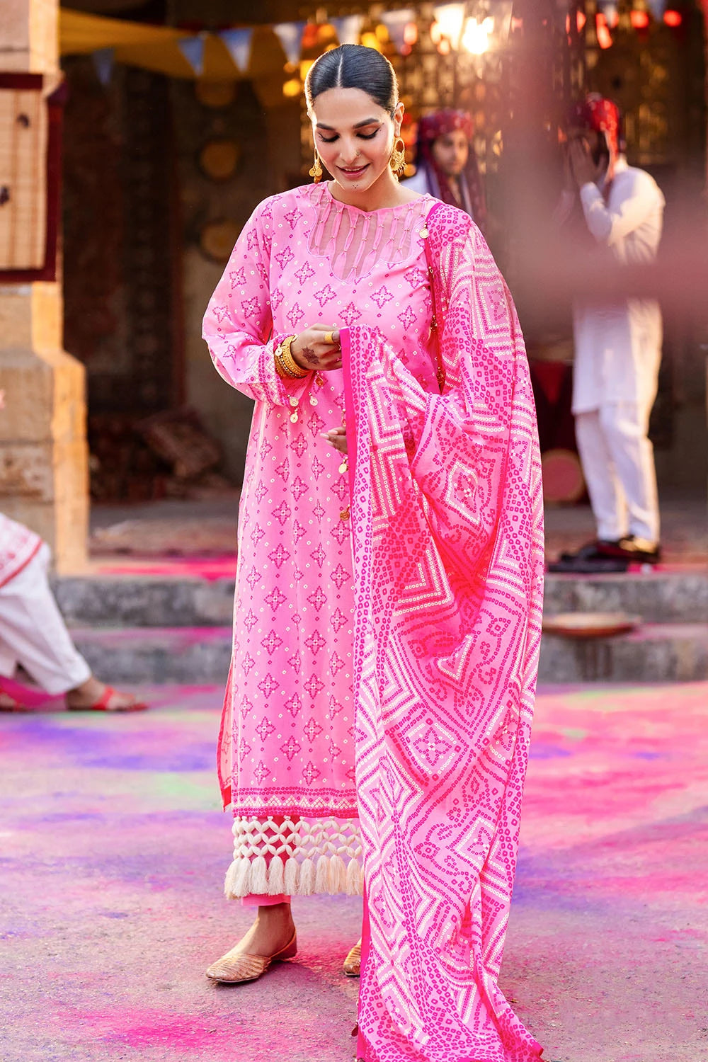 GUL AHMED | 3PC UNSTITCHED LACQUER PRINTED LAWN SUIT