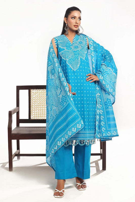 GUL AHMED | 3PC UNSTITCHED LACQUER PRINTED LAWN SUIT