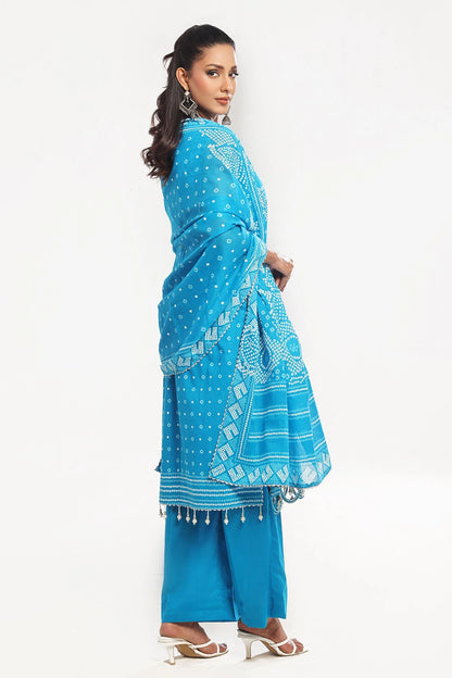 GUL AHMED | 3PC UNSTITCHED LACQUER PRINTED LAWN SUIT