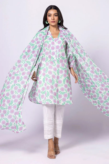 Khaadi | 2 Piece Unstitched Lawn - Top & Dupatta | LLA230402-off-White