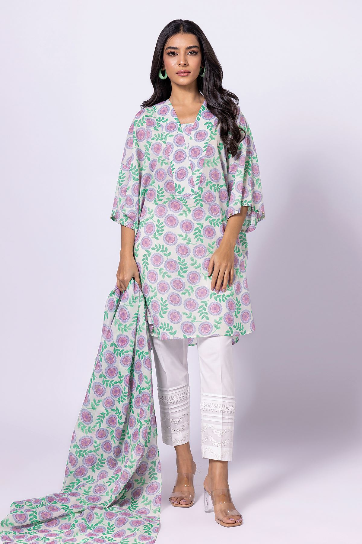 Khaadi | 2 Piece Unstitched Lawn - Top & Dupatta | LLA230402-off-White