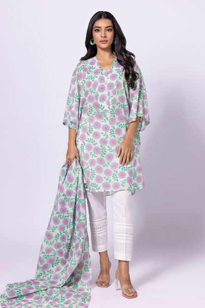 Khaadi | 2 Piece Unstitched Lawn - Top & Dupatta | LLA230402-off-White