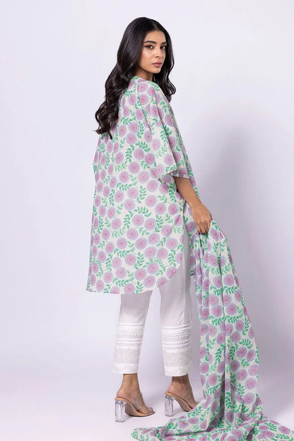 Khaadi | 2 Piece Unstitched Lawn - Top & Dupatta | LLA230402-off-White