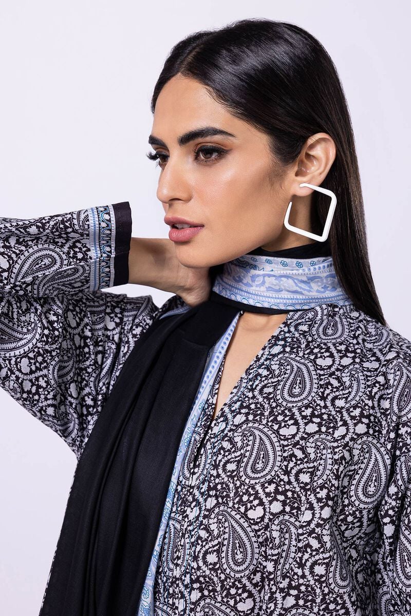 Khaadi | 2 Piece Unstitched Lawn - Top & Dupatta | LLA230403-Black