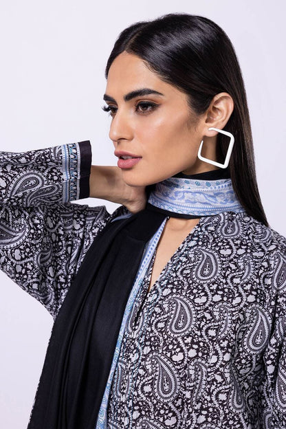Khaadi | 2 Piece Unstitched Lawn - Top & Dupatta | LLA230403-Black