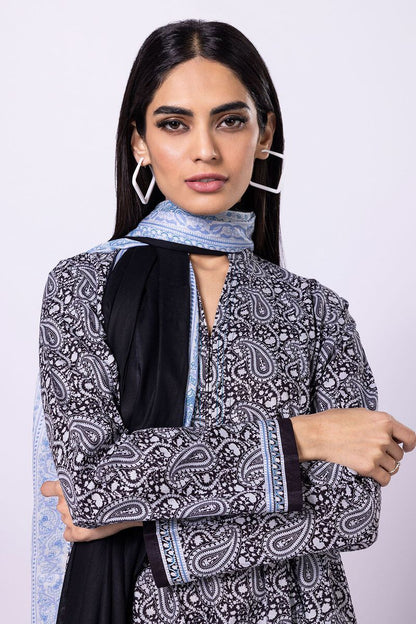 Khaadi | 2 Piece Unstitched Lawn - Top & Dupatta | LLA230403-Black
