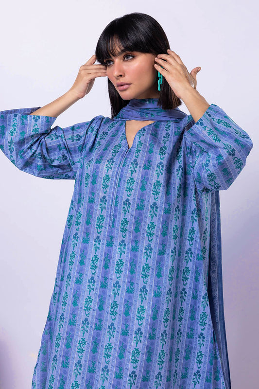 Khaadi | 2 Piece Unstitched Lawn - Top & Dupatta | LLA230504-Blue
