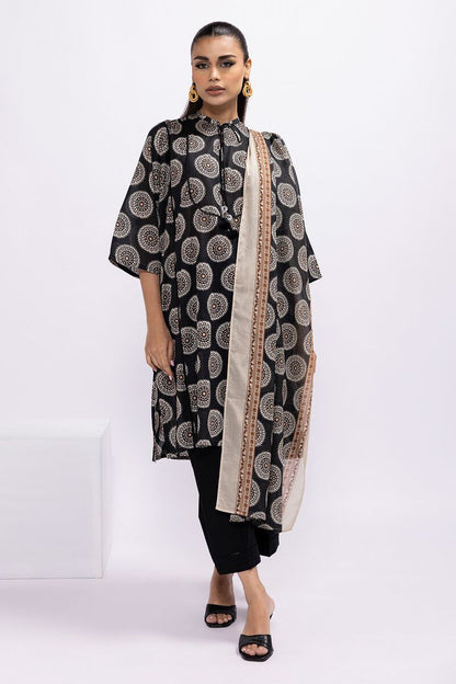 Khaadi | 2 Piece Unstitched Lawn - Top & Dupatta | LLA230516-Black