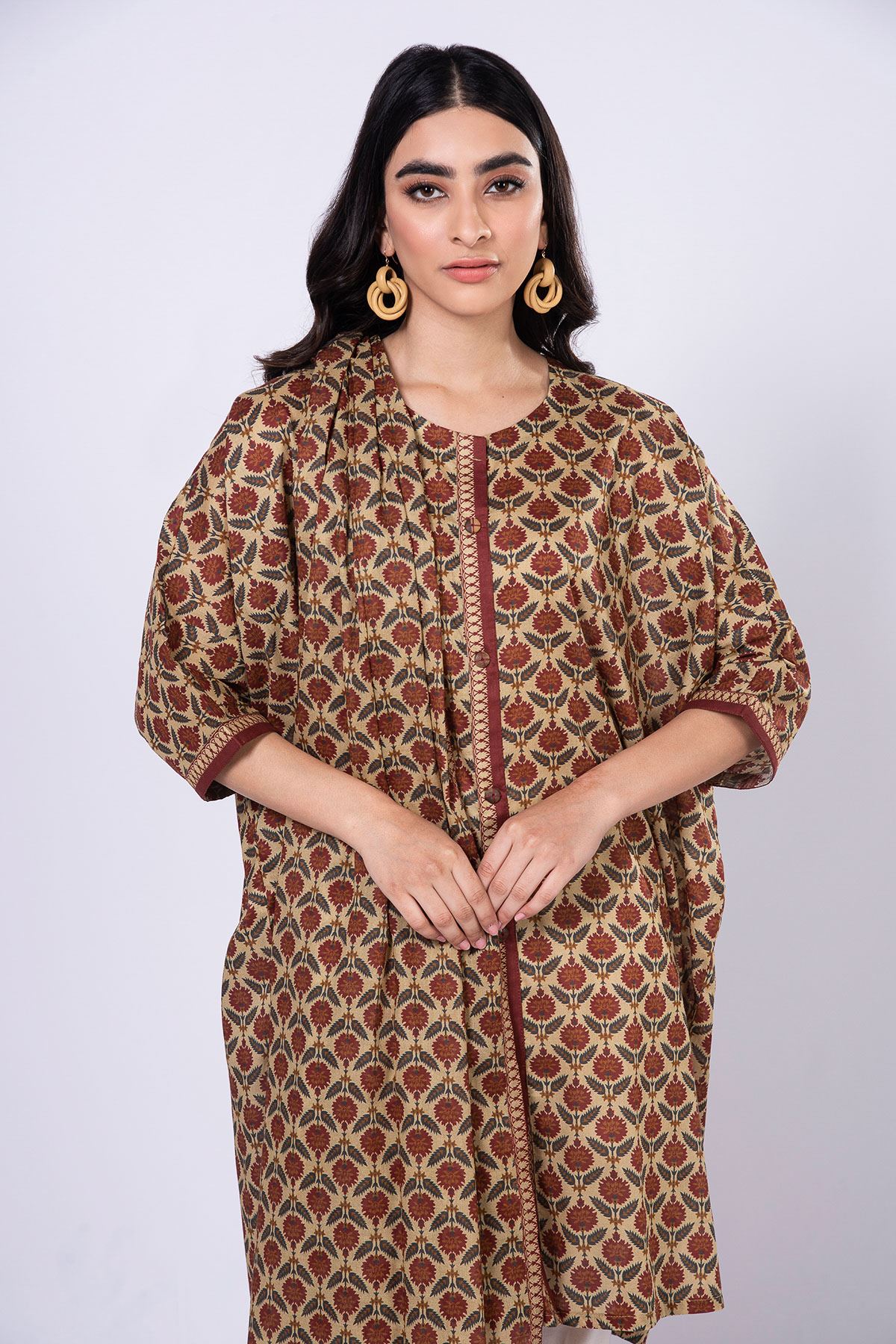 Khaadi | 2 Piece Unstitched Lawn - Top & Dupatta | LLA230518-Beige