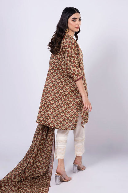 Khaadi | 2 Piece Unstitched Lawn - Top & Dupatta | LLA230518-Beige