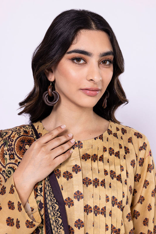 Khaadi | 2 Piece Unstitched Lawn - Top & Dupatta | LLA230520-Brown