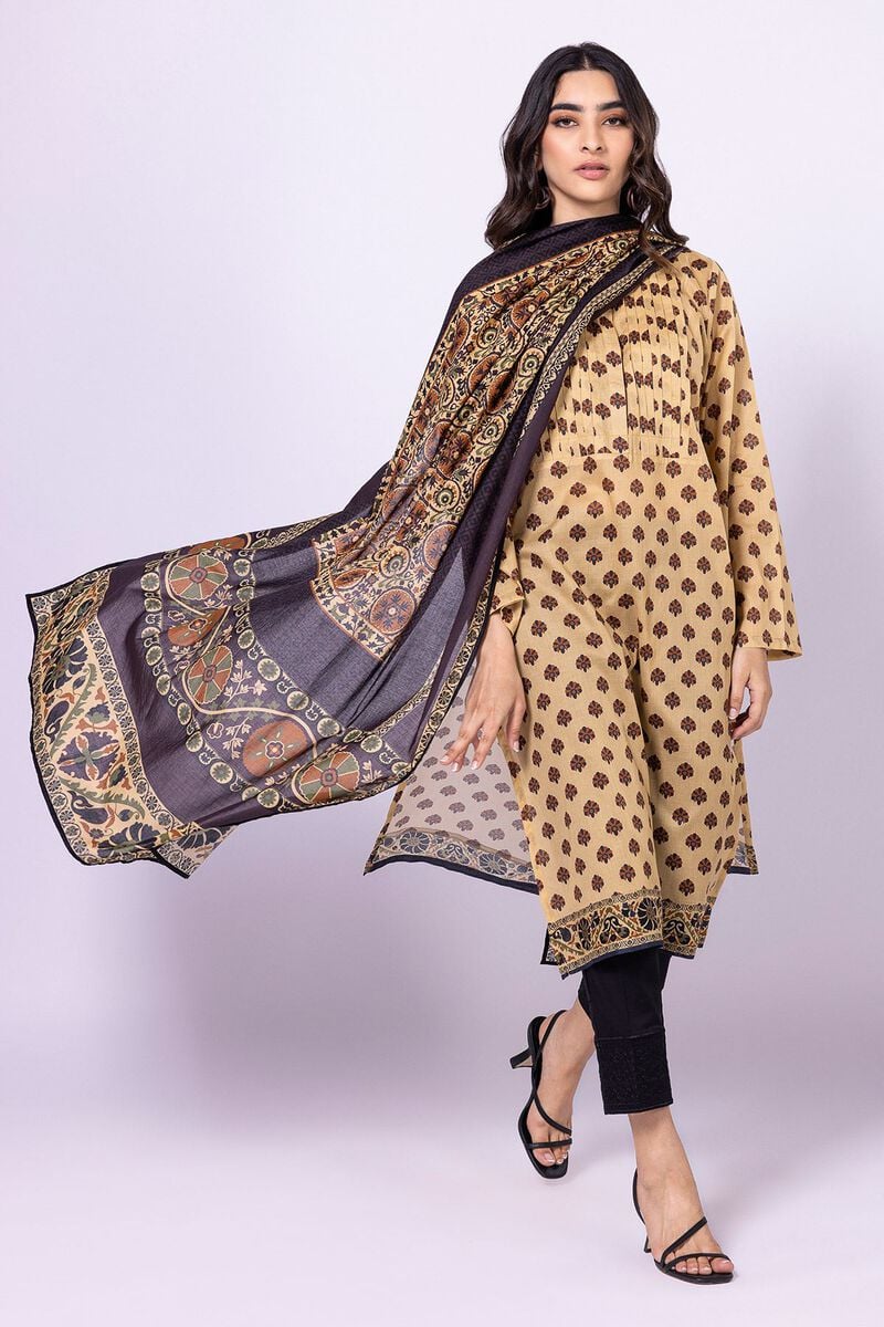 Khaadi | 2 Piece Unstitched Lawn - Top & Dupatta | LLA230520-Brown