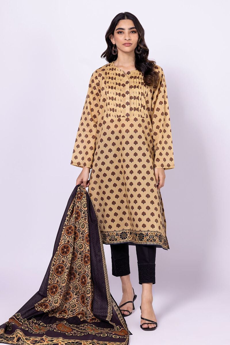 Khaadi | 2 Piece Unstitched Lawn - Top & Dupatta | LLA230520-Brown