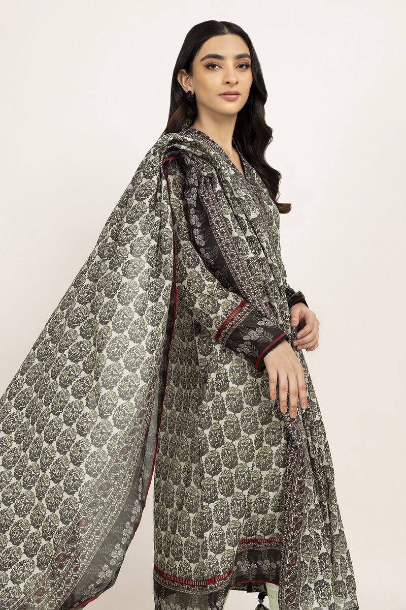 Khaadi | 2 Piece Unstitched Lawn - Top & Dupatta | LLA230902-Beige