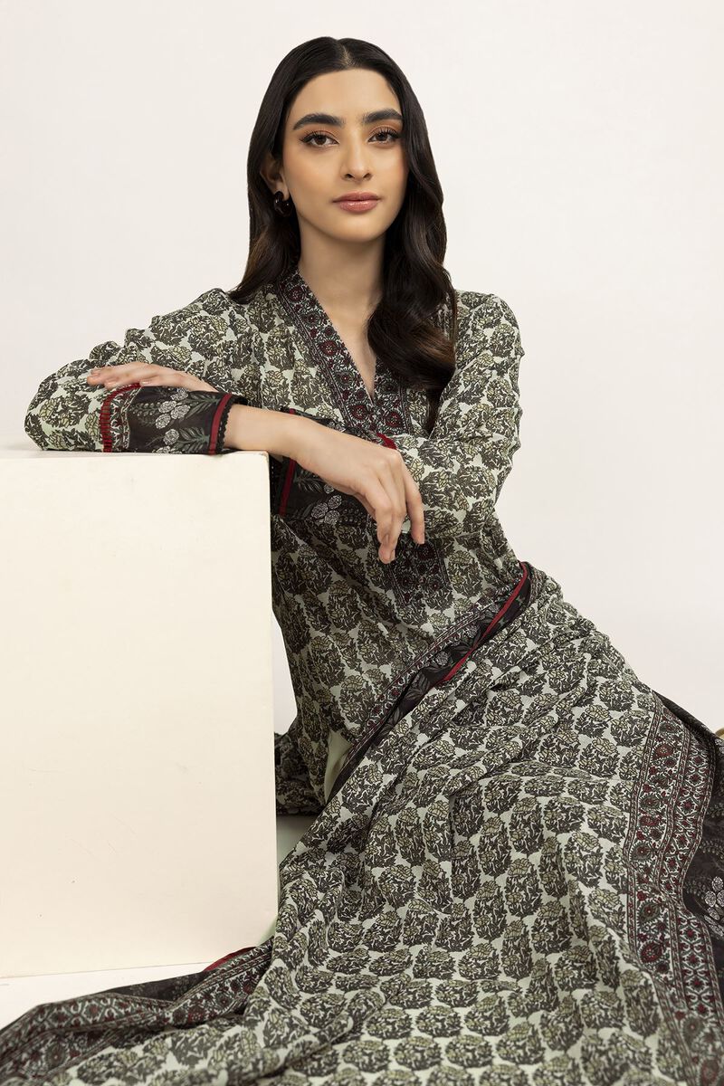 Khaadi | 2 Piece Unstitched Lawn - Top & Dupatta | LLA230902-Beige