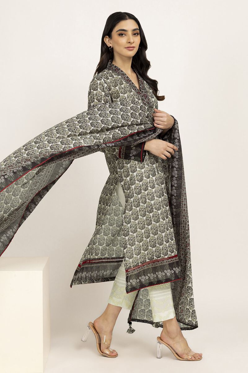Khaadi | 2 Piece Unstitched Lawn - Top & Dupatta | LLA230902-Beige