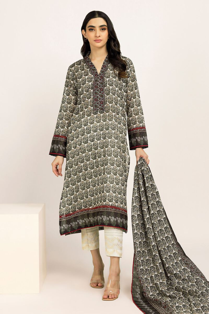 Khaadi | 2 Piece Unstitched Lawn - Top & Dupatta | LLA230902-Beige