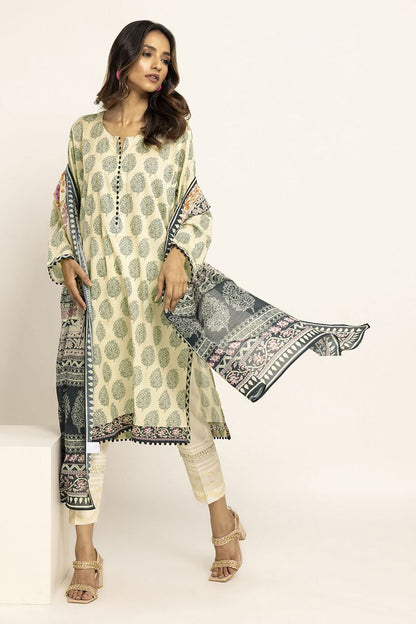 Khaadi | 2 Piece Unstitched Lawn - Top & Dupatta | LLA230905-OFF-WHITE