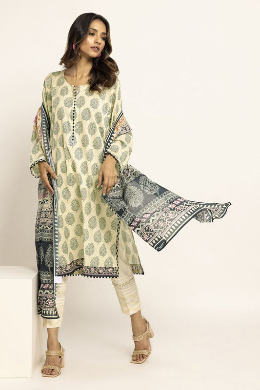 Khaadi | 2 Piece Unstitched Lawn - Top & Dupatta | LLA230905-OFF-WHITE