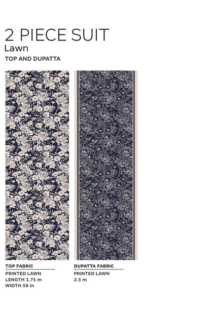 Khaadi | 2 Piece Unstitched Lawn - Top & Dupatta | LLA230908-Blue