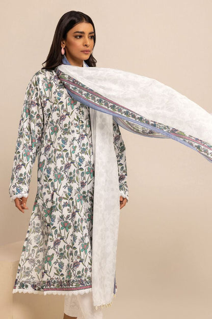 Khaadi | 2 Piece Unstitched Cambirc - Top & Dupatta | LLA231202-White