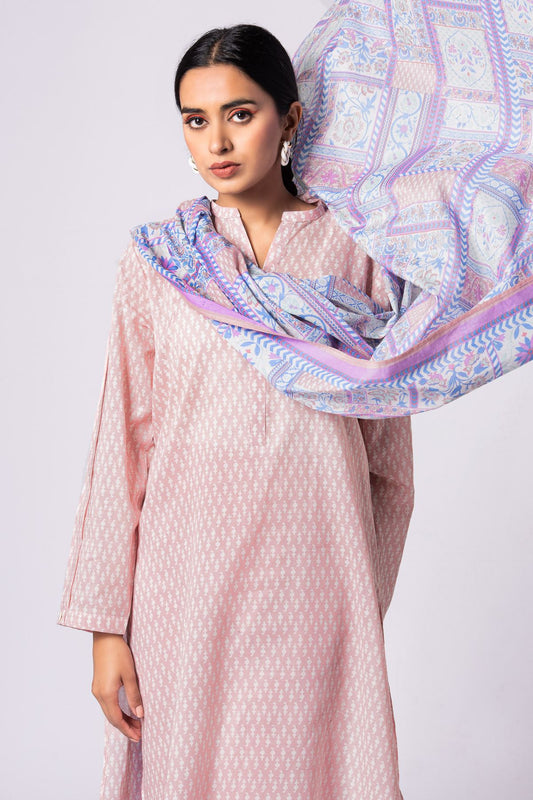 Khaadi | 2 Piece Unstitched Lawn - Top & Dupatta | LLA23127-Pink
