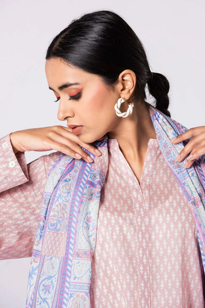 Khaadi | 2 Piece Unstitched Lawn - Top & Dupatta | LLA23127-Pink