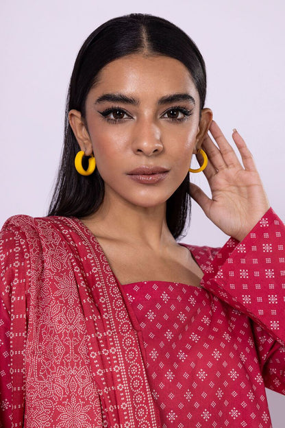 Khaadi | 2 Piece Unstitched Lawn - Top & Dupatta | LLA23129-Red