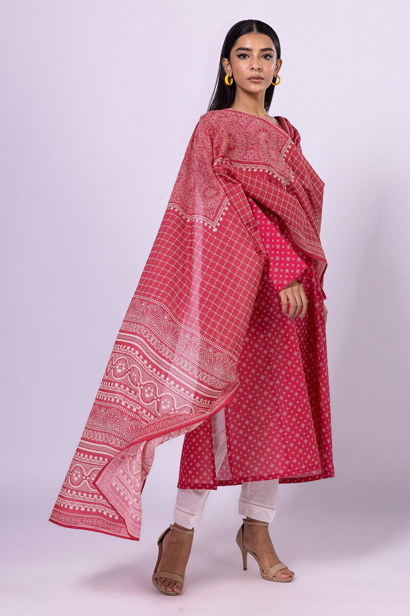 Khaadi | 2 Piece Unstitched Lawn - Top & Dupatta | LLA23129-Red