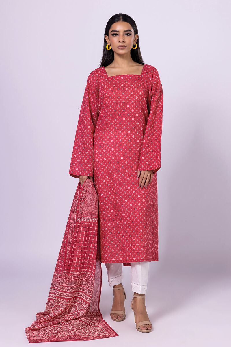 Khaadi | 2 Piece Unstitched Lawn - Top & Dupatta | LLA23129-Red