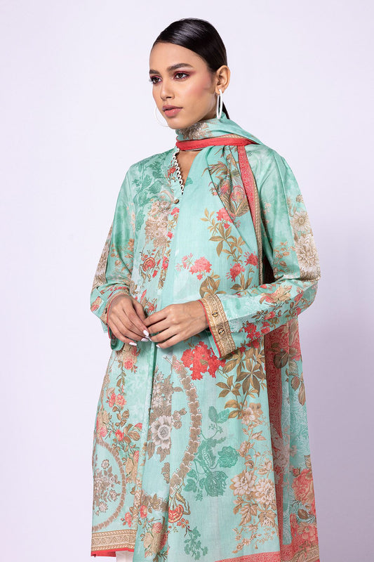 Khaadi | 2 Piece Unstitched Lawn - Top & Dupatta | LLA23133-Green
