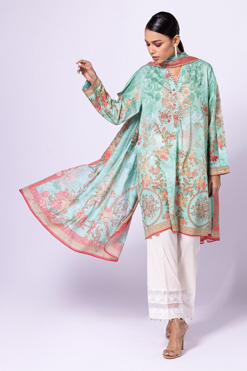 Khaadi | 2 Piece Unstitched Lawn - Top & Dupatta | LLA23133-Green