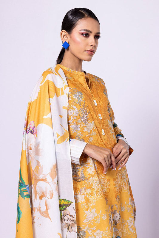 Khaadi | 2 Piece Unstitched Lawn - Top & Dupatta | LLA23134-Yellow